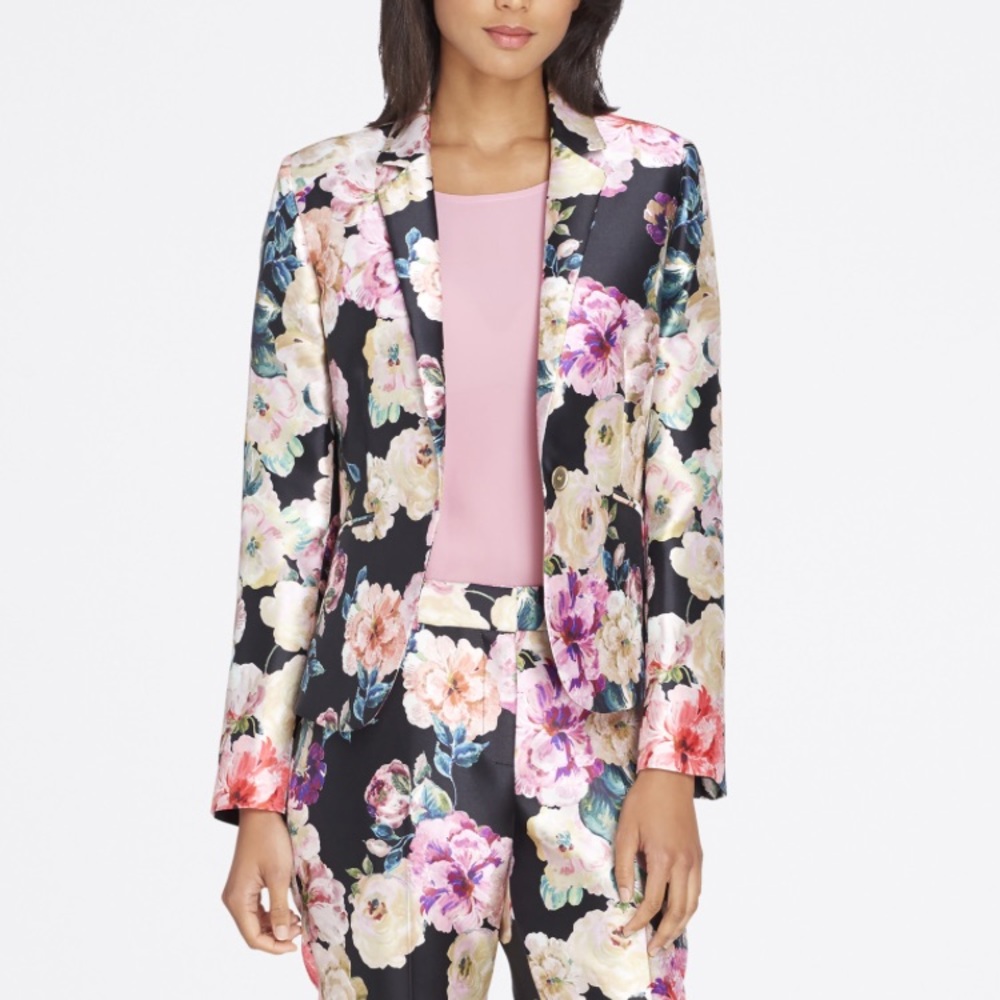 Tahari ASL Floral Print Mikado Blazer - Picture 2 of 8